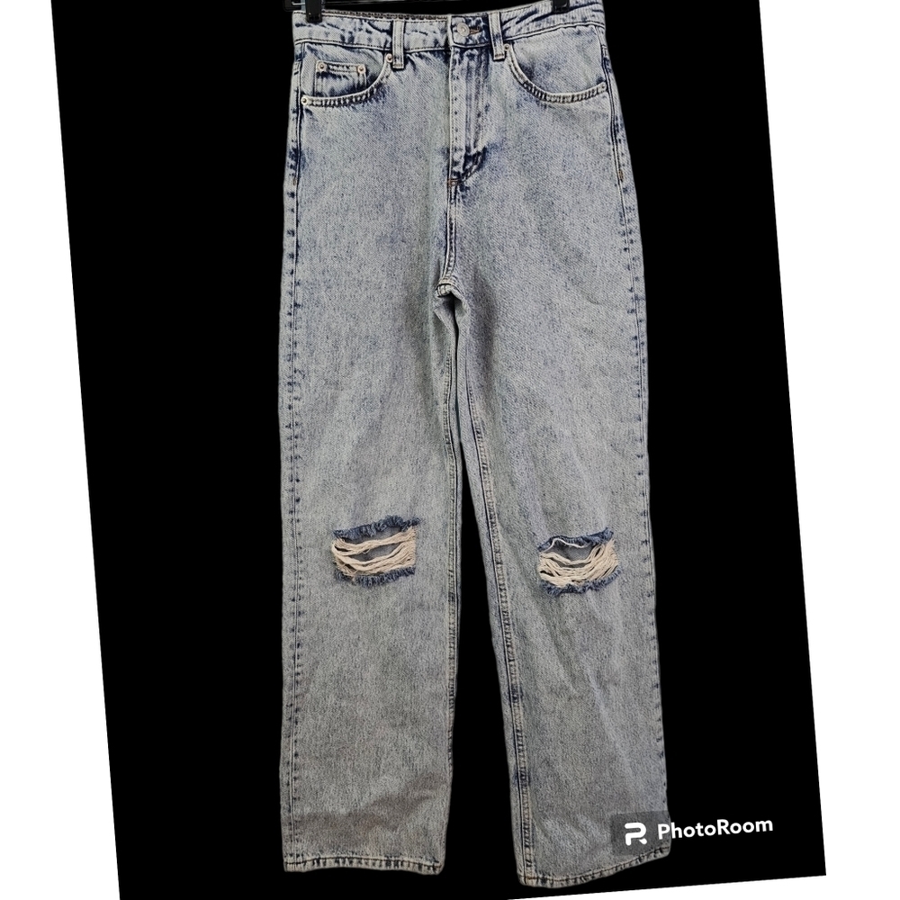 NA-KD Size 36 Distressed Acid Wash Jeans